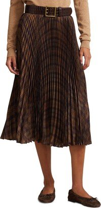 Pleated Crepe Recycled Polyester Midi Skirt