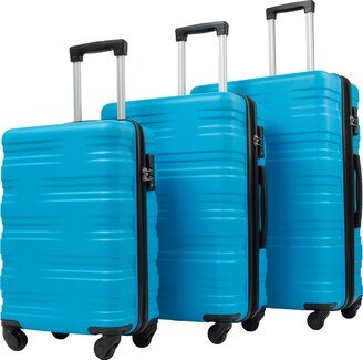 NINEDIN Expandable Luggage Sets Double Spinner Wheels 3 Piece Hard Suitcase Set Adjustable Telescoping Handle Complete Luggage Set