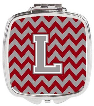 CJ1043-LSCM Letter L Chevron Crimson & Grey Compact Mirror