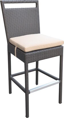 29 Inches Padded Wicker Woven Outdoor Barstool, Beige