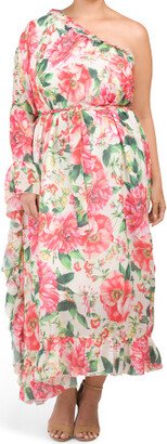 TJMAXX Plus Ruffle One Sleeve Maxi Dress For Women