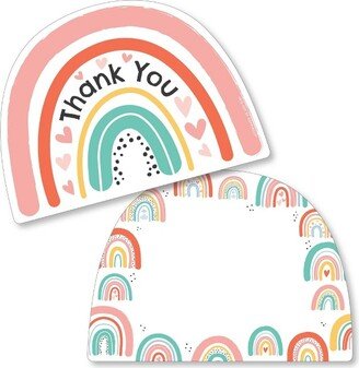 Big Dot of Happiness Hello Rainbow - Shaped Thank You Cards - Boho Baby Shower and Birthday Party Thank You Note Cards with Envelopes - Set of 12