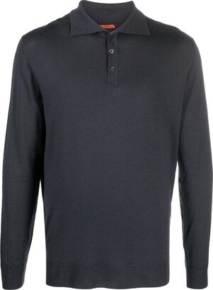 Spread-Collar Merino-Wool Polo Shirt-AA