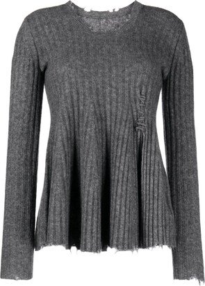 Distressed Pleated Sweatshirt