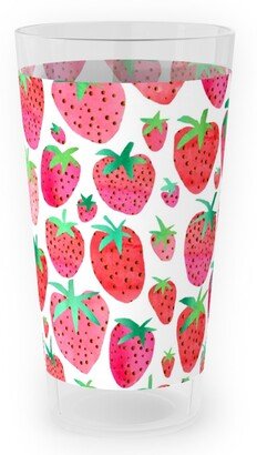 Outdoor Pint Glasses: Strawberries - Pink Outdoor Pint Glass, Pink