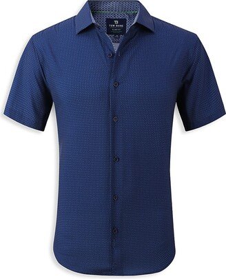 Tom Baine Slim Fit Geometric Print Short Sleeve Shirt