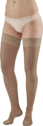 Ames Walker AW Style 4 Women's Sheer Support 15-20 mmHg Compression Thigh Highs w/Top Band Taupe X Large