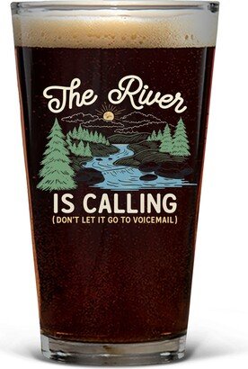 The River Is Calling Pint Glass | Nature Lover Color Printed Fishing Inspired Dishwasher Safe 16 Ounce