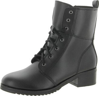 Womens Leather Ankle Combat & Lace-up Boots-AA