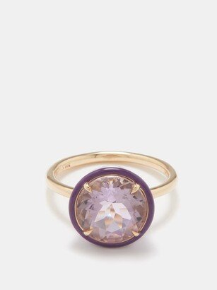 Cocktail Amethyst, Enamel & 14kt Gold Ring