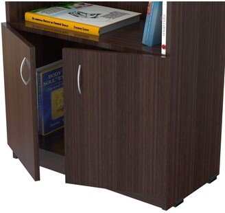 Espresso Finish Wood Three Self and Cabinet Bookcase - W23 X D11 X H63