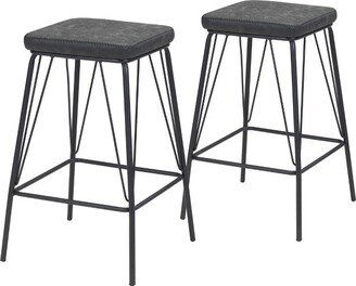 Set of 2 Limoges Upholstered Barstools Vintage Black - ZM Home