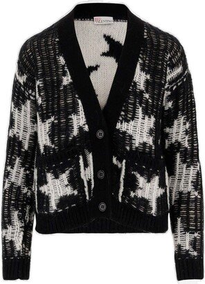 Star Intarsia-Knit Long-Sleeved Cardigan