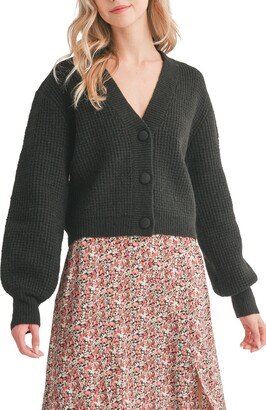 Waffle Knit Button Front Cardigan