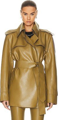 Double Breasted Trench Coat in Olive