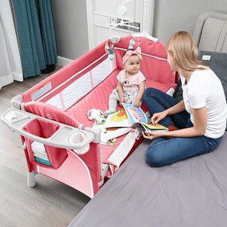 FAMAPY Portable 3 in 1 Baby Bassinet Changing Table Playard, Pink - 50