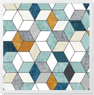 Photo Tiles: Hexo - Blue Photo Tile, White, Framed, 8X8, Multicolor