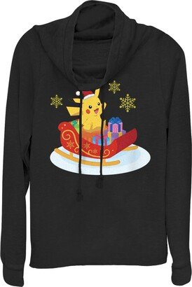 Pokemon Christmas Ride Women's Cowl Neck Long Sleeve Knit Top