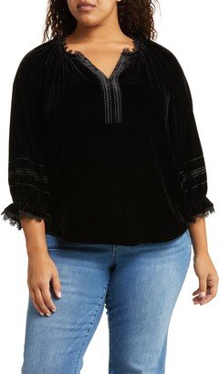 Embroidered Ruffle Cuff Top