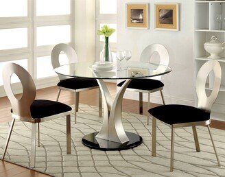 Zaia Contemporary Silver Steel 5-Piece Round Dining Set