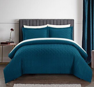 Chic Home Design Chic Home Jazmine 7 Piece Comforter Set Embossed Embroidered Quilted Geometric Vine Pattern - Sheets Pillowcases Shams Included Queen Teal