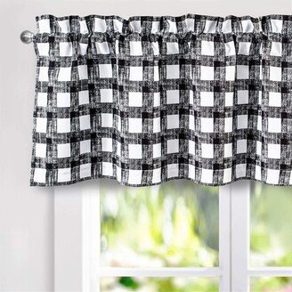 DriftAway Checked Plaid Printed Pattern Farmhouse Lined Blackout Rod Pocket Window Curtain Valance - 52 width x 18 length