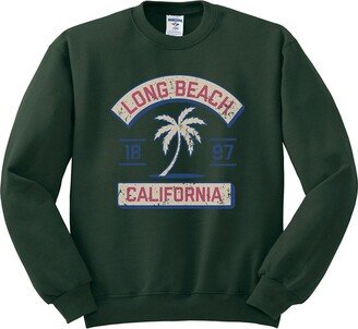 TeesAndTankYou Vacation Long Beach California Sweatshirt Unisex Large Forest Green