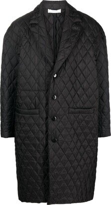 Diamond-Quilted Single-Breasted Coat-AA