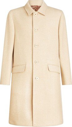 Camp-Collar Single-Breasted Coat