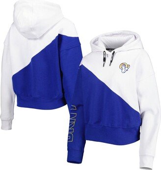 Women's Sport White and Royal Los Angeles Rams Bobbi Color Blocked Pullover Hoodie - White, Royal