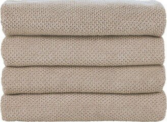 Nate Home by Nate Berkus Cotton Textured Weave Hand Towels, 4 Pk, Fossil