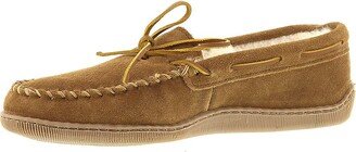 Men's Sheepskin Hardsole Moccasin Slippers 7 W Tan