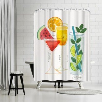 71 x 74 Shower Curtain, Summer Cocktails by Cat Coquillette