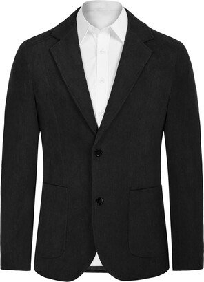 Men's Casual Notched Collar 2 Button Workwear Suit Blazer Jacket Black M