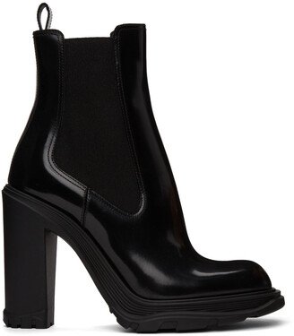 Black Tread Heeled Chelsea Boots