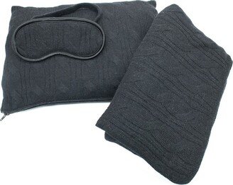 Cable Knit Travel Throw & Eye Mask Set-AC