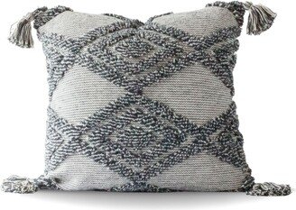 Kimora Diamond Tufted Pillow Cover in Grey With Tassels || Decorative Throw