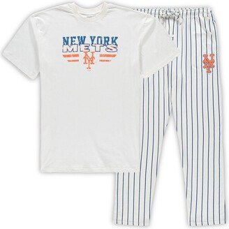 Concepts Sport Men's White, Royal New York Mets Big and Tall Pinstripe Sleep Set - White, Royal