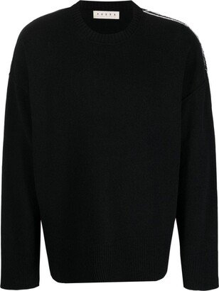 Contrast-Stitching Crew-Neck Jumper