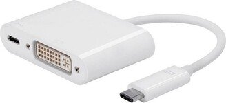 Monoprice USB-C to DVI and USB-C (F) Dual Port Adapter, Compatible With USB-C Equipped Laptops, Such As The Apple Macbook And Google Chromebook