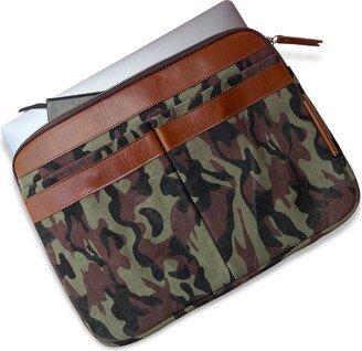 Vida Vida Camo Leather Trim Laptop Travel Pouch - Green