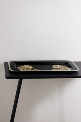 Small Printed Wood Tray - Black