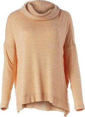 SKINNYGIRL JEANS Women's Bella Cowl Neck Light Weight Top (Camel) Women's Sweater