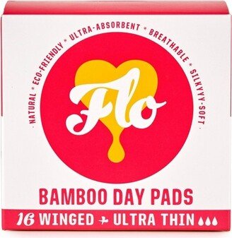 Flo Organic Bamboo Silky-Soft Ultra-Thin Absorbent with Wings Day Maxi Pads - 16ct