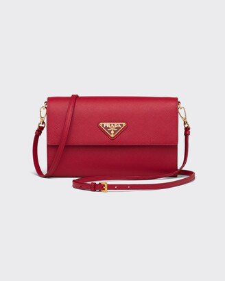 Saffiano And Leather Wallet With Shoulder Strap-AA