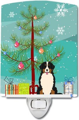 Merry Christmas Tree Bernese Mountain Dog Ceramic Night Light