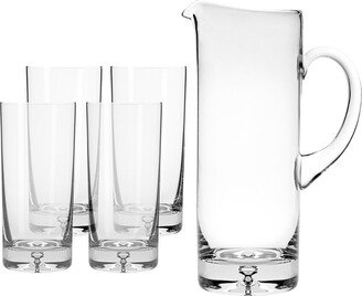 Glass Pitcher With Set Of 4 Highballs