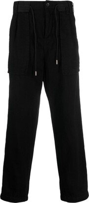 Herringbone Straight-Leg Drawstring Trousers