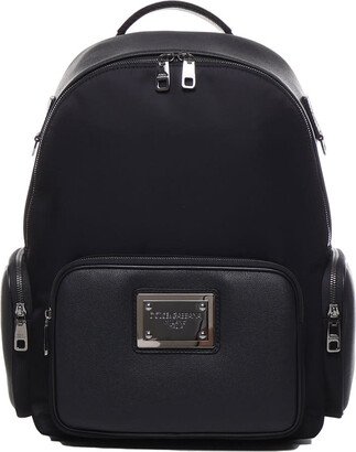 Backpack In Grained Calfskin And Nylon