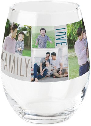 Stemless Wine Glasses: Family Love Hugs Printed Wine Glass, Printed Wine, Set Of 1, Gray